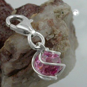 Anhänger Charm Zirkonia-pink 925 Sterlingsilber