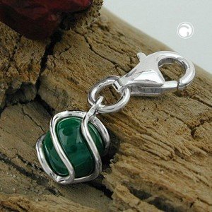 Anhänger Charm Malachit 925 Sterlingsilber