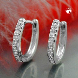 Creolen Ohrringe oval Zirkonias weiß 925 Sterlingsilber