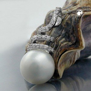 Anhänger Zirkonia und Perle 925 Sterlingsilber