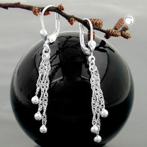 Ohrring 3 Kugeln an Ketten 925 Sterlingsilber