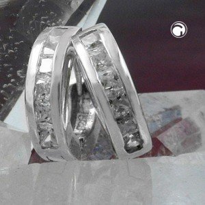 Creolen Ohrringe 13mm Zirkonia weiß 925 Sterlingsilber