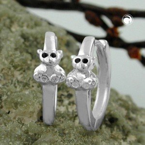 Creolen Ohrringe kleiner Bär 925 Sterlingsilber