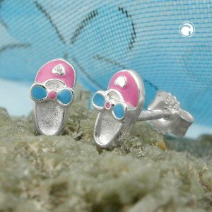 Ohrstecker Schuh rosa-hellblau 925 Sterlingsilber