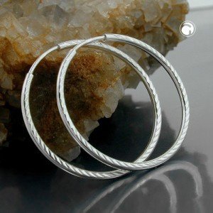 Creolen Ohrringe 30mm diamantiert 925 Sterlingsilber