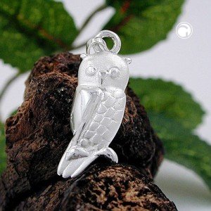 Anhänger Eule matt-glänzend 925 Sterlingsilber