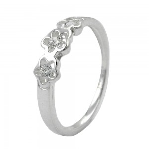 Ring Kinderring Blumen Zirkonias 925 Silber Größe 46