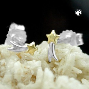 Ohrstecker Sternschnuppe bicolor 925 Sterlingsilber