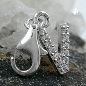 Anhänger Charm Buchstabe V 925 Sterlingsilber