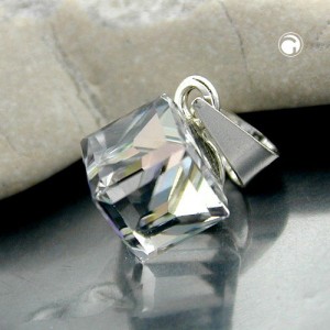 Anhänger Würfel kristall-AB 925 Sterlingsilber