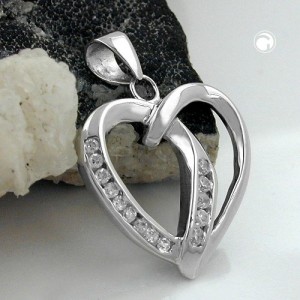 Anhänger Herz 14 Zirkonias 925 Sterlingsilber