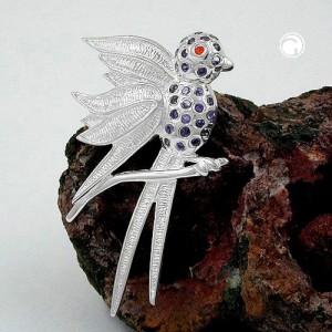 Anhänger Vogel mit lila Steinen 925 Sterlingsilber