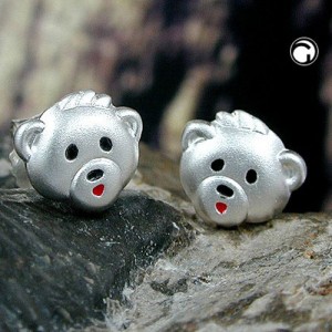 Ohrstecker Bärgesicht matt 925 Sterlingsilber