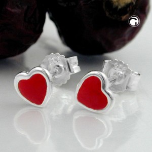 Ohrstecker kleines Herz rot 925 Sterlingsilber