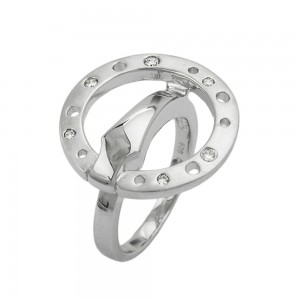 Ring Zirkonias mattiert rhodiniert 925 Silber Größe 60