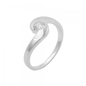 Ring mit Zirkonia matt-glänzend 925 Silber Größe 60