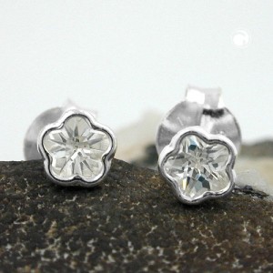 Ohrstecker 4mm Blume Zirkonia 925 Sterlingsilber
