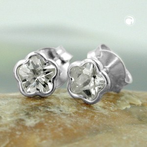 Ohrstecker 5mm Blume Zirkonia 925 Sterlingsilber