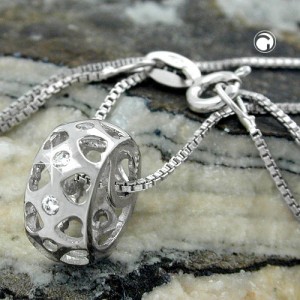 Collier Halskette Anhänger rhodiniert 925 Sterlingsilber