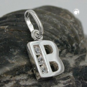 Anhänger Buchstabe B mit Zirkonia 925 Sterlingsilber