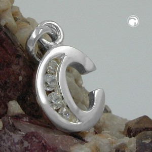 Anhänger Buchstabe C mit Zirkonia 925 Sterlingsilber