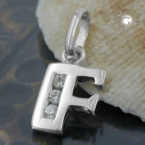 Anhänger Buchstabe F mit Zirkonia 925 Sterlingsilber