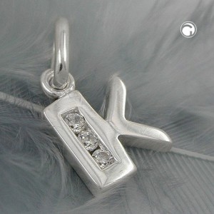 Anhänger Buchstabe K mit Zirkonia 925 Sterlingsilber