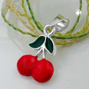 Anhänger zwei Kirschen 925 Sterlingsilber