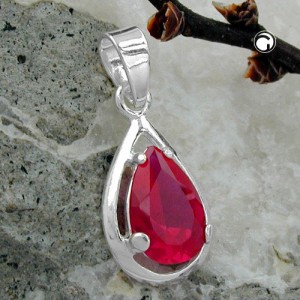 Anhänger synthetischer Rubin 925 Sterlingsilber