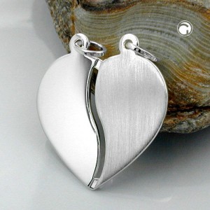 Anhänger Herz mit 2 Ösen 925 Sterlingsilber