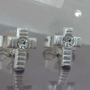 Ohrstecker Kreuz kristall 925 Sterlingsilber