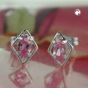 Ohrstecker Rhombus pink Zirkonia 925 Sterlingsilber