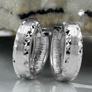 Creolen Ohrringe matt/diamantiert 925 Sterlingsilber