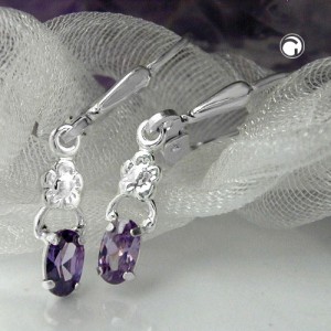 Ohrring Blume amethyst 925 Sterlingsilber