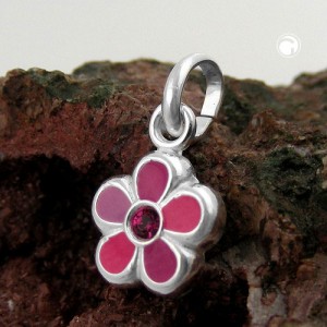 Anhänger Blume pink lackiert 925 Sterlingsilber