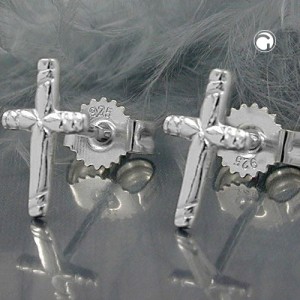 Ohrstecker Kreuz mit Muster 925 Sterlingsilber