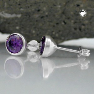 Ohrstecker Zirkonia amethyst 925 Sterlingsilber