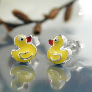 Ohrstecker kleine gelbe Ente 925 Sterlingsilber