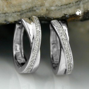 Creolen Ohrringe überkreuzt Zirkonia 925 Sterlingsilber