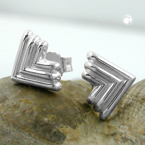Ohrstecker Winkel 3fach glänzend 925 Sterlingsilber