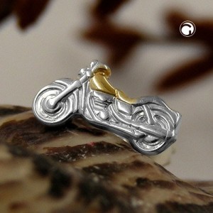 Ohrstecker Motorrad bicolor 1 Stück 925 Sterlingsilber