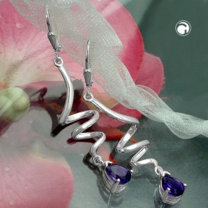 Ohrring Spirale mit Amethyst 925 Sterlingsilber