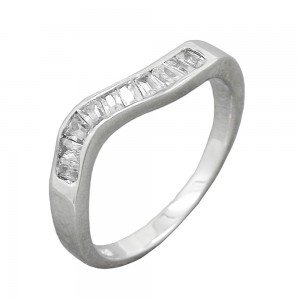 Ring 10x Zirkonia rhodiniert 925 Silber Größe 54