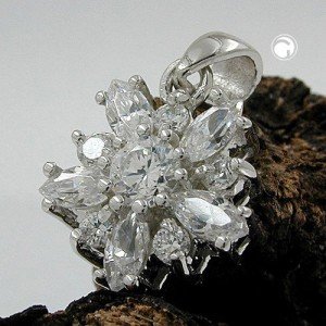 Anhänger Blume mit Zirkonia-weiß 925 Sterlingsilber
