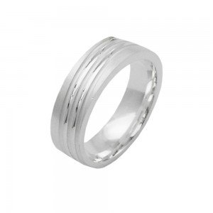 Ring verlaufende Querrillen matt-diamantiert 925 Silber Größe 56