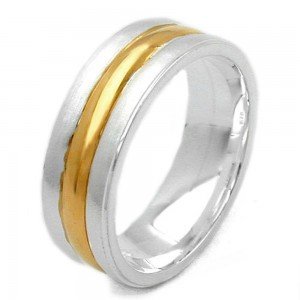 Ring bicolor 3 Rillen 925 Silber