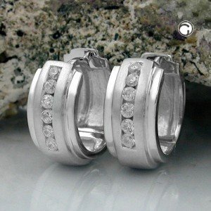 Creolen Ohrringe mit Rand Zirkonia 925 Sterlingsilber