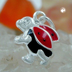 Anhänger Marienkäfer schwarz-rot 925 Sterlingsilber
