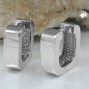 Creolen Ohrringe Klappscharnier Viereck 925 Sterlingsilber