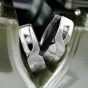 Creolen Ohrringe Zirkonia rhodiniert 925 Sterlingsilber